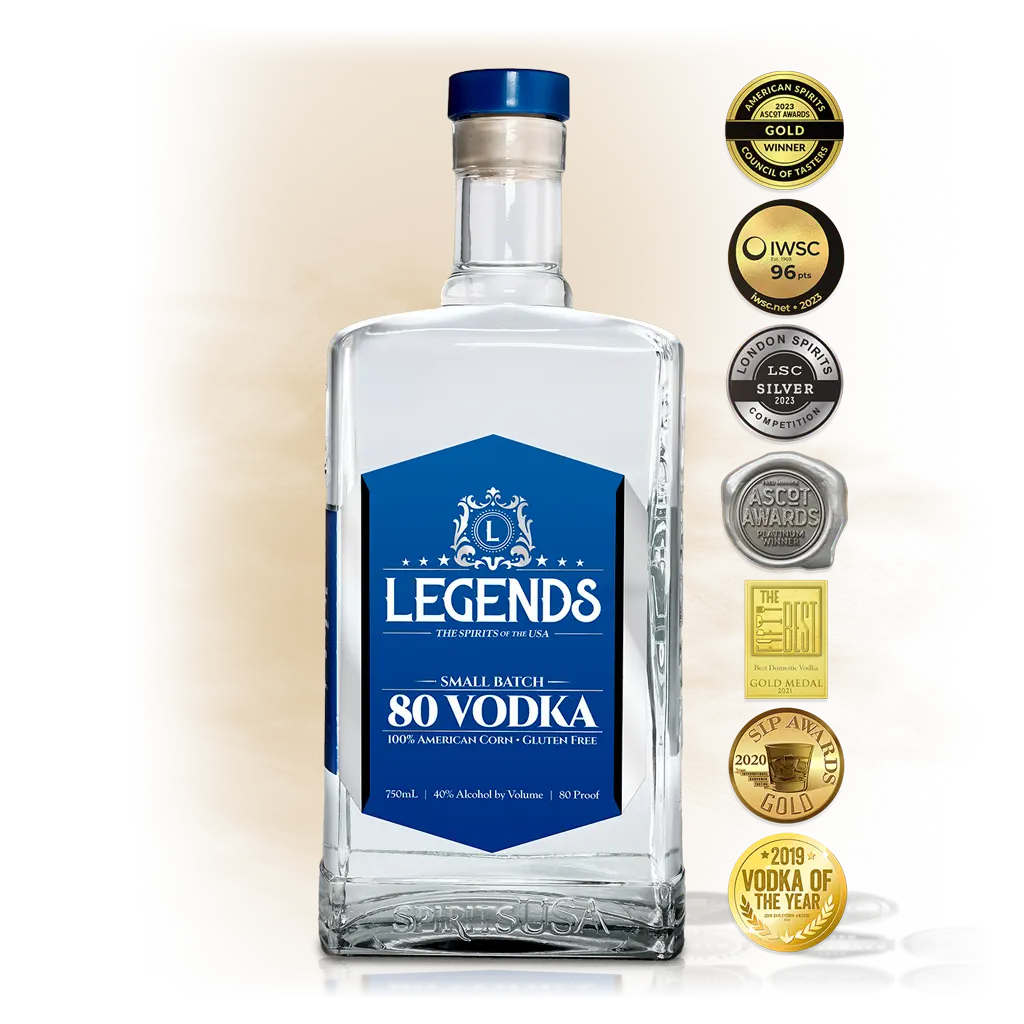 Legends 80 Vodka - 100% American Corn, Gluten Free, Non-GMO