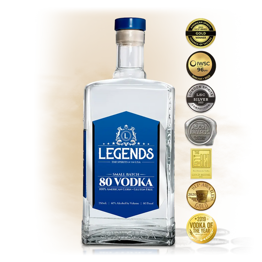 Legends 80 Vodka - 100% American Corn, Gluten Free, Non-GMO